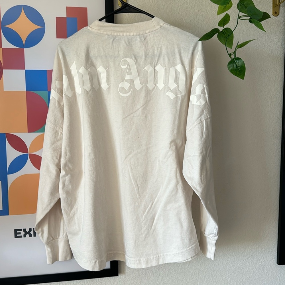 PALM ANGELS LOGO T-SHIRT LONG SLEEVE WHITE MEDIUM